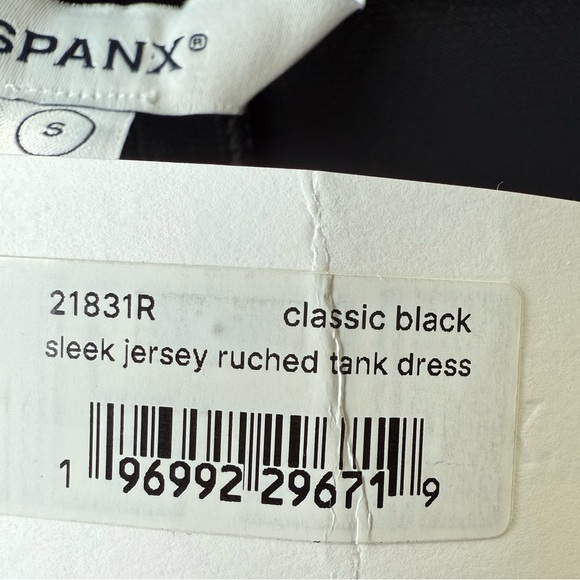 NWT SPANX Sleek Jersey Ruched Tank Dress Black Midi Minimalist Comfy Witchy S - Picture 6 of 7
